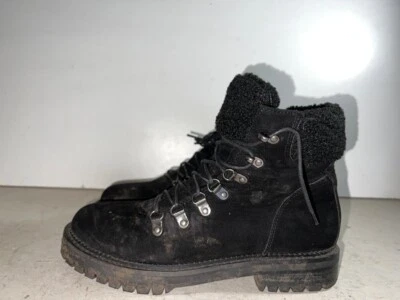 BOOHOO UNISEX ADULTOS NEGRO IMITACIÓN GAMUZA CORDONES BOTINES ZAPATOS UK 8 EU 41 BT119 Foto 1 de 4