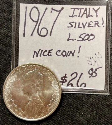1967 Italy 500 Lire Silver World Coin. (Nice Coin) ENN Coins - Image 1 of 3