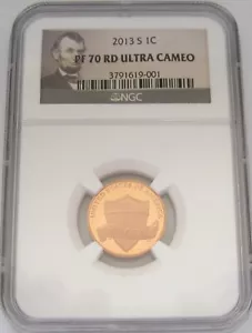 2013-S Lincoln Shield Cent NGC PF70 RED ULTRA CAMEO - Perfect GEM GRADED PROOF - Picture 1 of 5