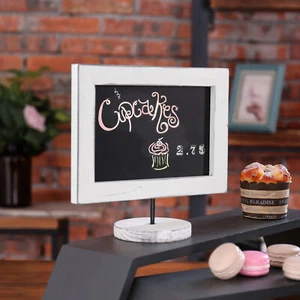 Vertical/Horizontal 12 Inch Tabletop Wood Framed Chalkboard Sign, Vintage White - Picture 1 of 5