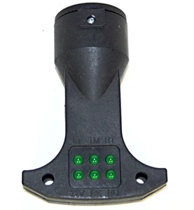 LED 7 Way Trailer Socket Circuit Light Tester  Round Blade Brake Turn Signal 12V - Imagen 1 de 1