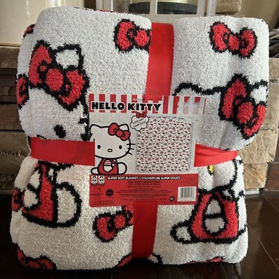 Hello Kitty Red Bow 90 x 90" Super Soft Blanket NWT Full Queen - Image 1 of 4