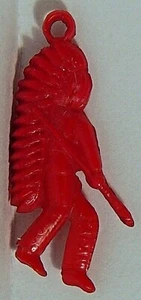 VTG RED NAT AMER CHIEF HEADDRESS SPEAR CELLULOID CHARM - Picture 1 of 2