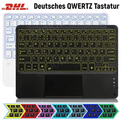 QWERTZ Beleuchtet Touchpad Tastatur Maus Für Samsung Galaxy Tab A9+ S10 S9 FE S8 - Bild 1 von 4