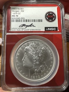 2023 FIJI MORGAN FIRST DAY OF ISSUE 1879-CC NGC MS70 - David Ryder BX368 - Picture 1 of 4