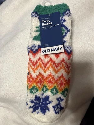Old Navy 儿童舒适袜子男女通用柔软雪花雪佛龙假日圣诞节 U1 — 第 1/4 张图片