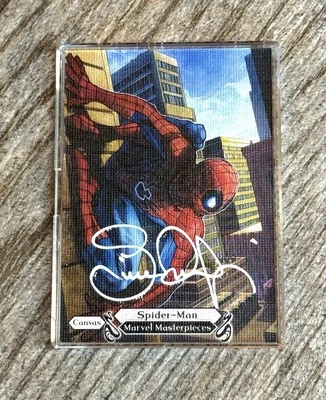 2018 MARVEL MASTERPIECES SPIDERMAN CANVAS SIMONE BIANCHI ARTIST AUTO AUTOGRAPH - Image 1 of 2