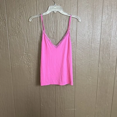 Новый с Ярлыками Victoria's Secret Y2K Camisole Майка PJ Топ ярко розовый размер M кружева деталь - Изображение 1 из 4