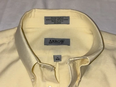 VTG Arrow Shirt Mens 16 34/35  Polyester Cotton Dover Oxford USA New - Image 1 of 4