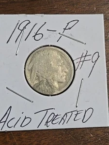1916 P Buffalo Nickel #9 Acid Treated - Picture 1 of 6