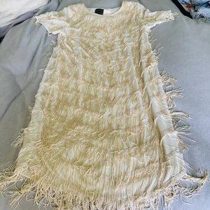 Abito vintage jeans per Joseph Le Bon donna 14 flapper art deco frange Gatsby - Foto 1 di 4