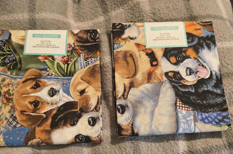 Puppies 100 Cotton CEA Fabric Fat Quarter 18x21 Quilt Craft