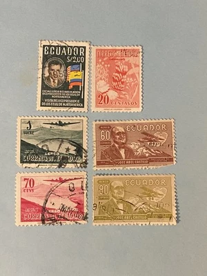 Six Used Postage Stamps from Ecuador Issued 1954 to 1962 Very good condition - Image 1 of 4