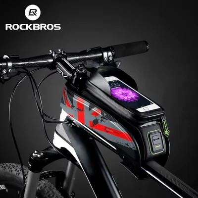 Bicycle Frame Front Tube Waterproof Bike Bag Touch Screen Bike Saddle Package Fo - Image 1 of 4