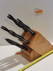 Cutco Black Handle Knife Set w Oak Block 7 Knives - Picture 1 of 9