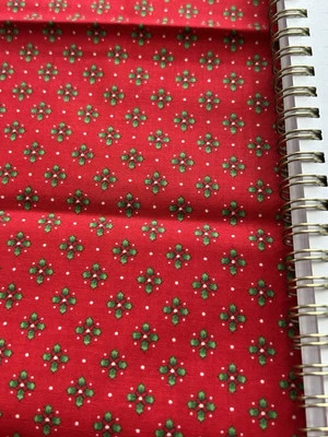 Vtg Cranston Print Works Red Holly Leaf Christmas Fabric Cluster Calico Cotton - Image 1 of 3