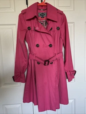 Gabardina para mujer verde con envidia swing rosa, S, doble botonadura acampanada Foto 1 de 4