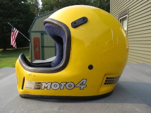 VINTAGE BELL MOTO 4 FULLFACE HELMET YAMAHA YELLOW - Picture 1 of 10