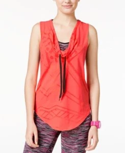 Energie Active Juniors' Diana Cowl-Neck Burnout Tank Top , Coral, Sz. M - Picture 1 of 11