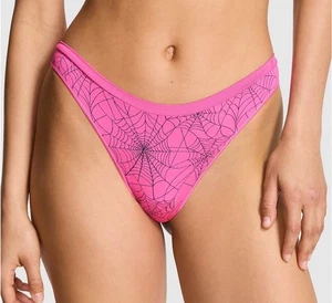 NWT VICTORIA'S SECRET Pink Spiderweb Halloween High Leg Thong Panties Size Large - Picture 1 of 1