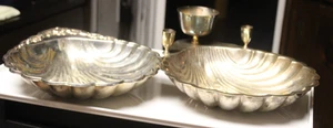 ZWEI SET VINTAGE SILBER TELLER MUSCHELSCHALE MIT FUSS SERVIERSCHALE - Bild 1 von 13
