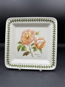 Portmierion Rosas Botánicas Tamora Melocotón Rosa Ensalada Cuadrada 1 Plato 8" Porcelana - Imagen 1 de 2