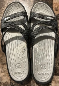 Crocs Disney Mickey Mouse Womens Sandals Size 9 W Black Silver Wedge New W/O Box - Picture 1 of 3