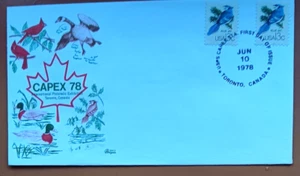 BLUE JAY NORTH AMERICAN WILDLIFE 1978 CAPEX PAIR BAZAAR CACHET FDC VF UNADDR - Picture 1 of 1
