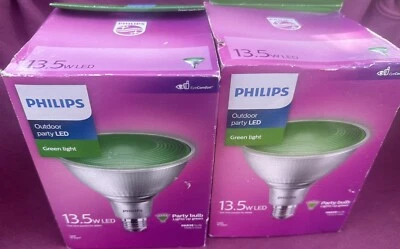 Philips 100W Equivalent Green PAR38 Medium LED Floodlight Light Bulb (2) - Image 1 of 4