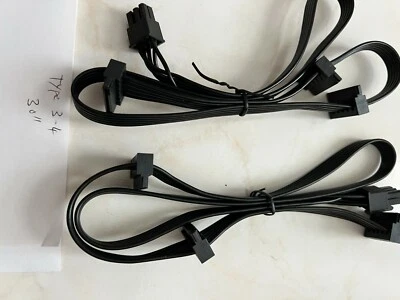 2X  Corsair 6 Pin to 3x SATA Drive power Cable for  corsair RM850X RM750X,ORIGIN - Image 1 of 4