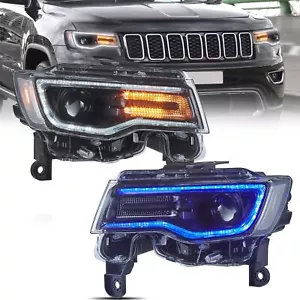 VLAND For Jeep Grand Cherokee 2014-2022 LED Headlights W/Blue DRL Animation - Picture 1 of 8