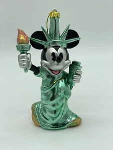 MICKEY MOUSE STATUE OF LIBERTY GLASS ORNAMENT DISNEY WORLD - Picture 1 of 10