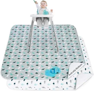 Splat Mat for Under High Chair & Arts & Eating Mess Waterproof & Reusable 2 Pack - Picture 1 of 30