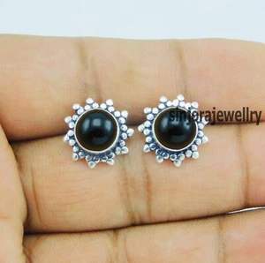 Pendientes de plata esterlina 925 con piedras preciosas de ónix negro - Imagen 1 de 4