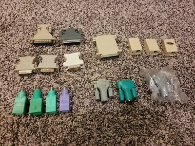 16 Various Computer Adapters Parallel, Serial, DVI, Ethernet, PS2, VGA, etc. - Image 1 of 4