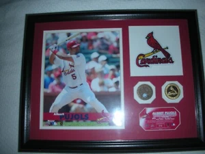 ALBERT PUJOLS PLAQUE, HIGHLAND MINT, BUSCH INFIELD DIRT & COIN, 14X18, 14 OF 155 - Picture 1 of 5