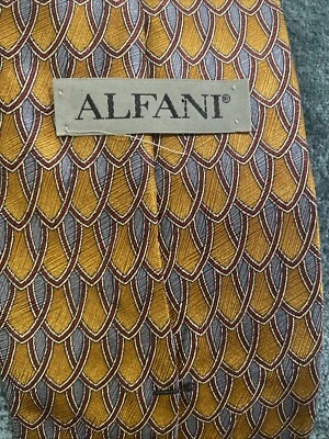 Alfani 金色和锡制领带 58 英寸手工编织丝绸来自意大利 — 第 1/3 张图片