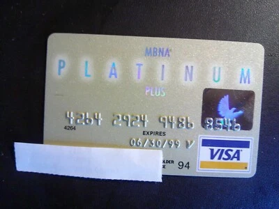 VINTAGE *MBNA PLATINUM PLUS VISA* RARE, EXPIRED CREDIT CARD.  EXPIRED 6/99! - Image 1 of 2