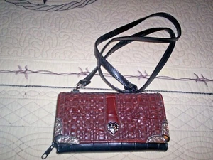 Womens Handbag NOATD #8831628 Purse, Magnetic Clasp, Brown Basket, Black Reptile - Picture 1 of 7