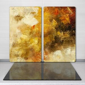 Big Glass Kitchen Chopping Board Worktop Saver Oil Painting Abstract 2x30x52 cm