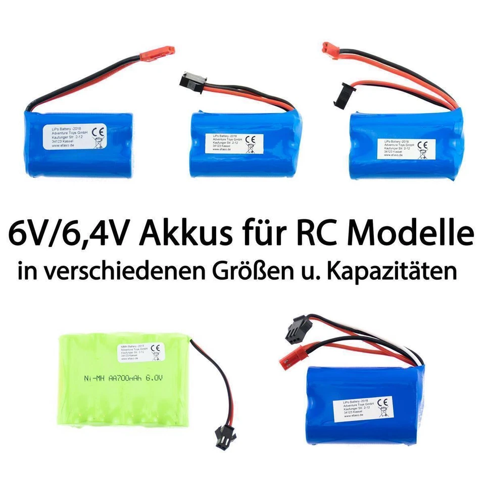 efaso 6V / 6,4V Li-Po Ni-Mh Akkus Batterien von 320 bis 1000 mAh für RC Modelle - Bild 1 von 1
