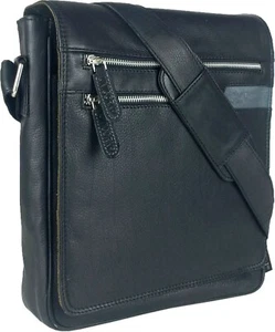 UNICORN Real Leather Black ipad, Tablets Messenger Bag #3G - Picture 1 of 4