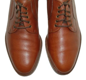 Sz 9.5 D SALVATORE FERRAGAMO Men's Dress Shoes Blucher Derby Brown Leather - Picture 1 of 17