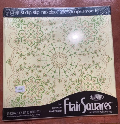 3 REVESTIMIENTOS DE PARED PREPAGADOS DUPONT FLAIR CUADRADOS COUNTRY LACE 2703-C 66-A DE COLECCIÓN NOS Foto 1 de 3