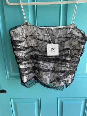 Top camisola de encaje negro W Worth con correas de espagueti talla 14 nuevo con etiquetas Foto 1 de 4