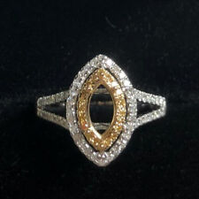 Natural Diamond Semi Mount Halo Ring Setting Marquise 4x8mm Solid 14K Gold