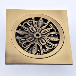 Antique Brass Shower Drain Tile Insert Square Floor Drain Waste Grates 8hr079 - Picture 1 of 7