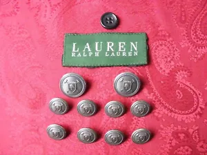 RALPH LAUREN POLO SHEILD LOGO ANTIQUE NICKEL BRASS WATERBURY BLAZER BUTTON SET - Picture 1 of 18