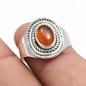 Oval Carnelian Stone Wife Cocktail Statement Anniversary Ring 925 Solid Silver - Imagen 1 de 9