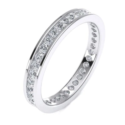 0.75ct Lab-Created Diamond Classic Channel Set Eternity Band Ring 10k Gold - Image 1 of 2